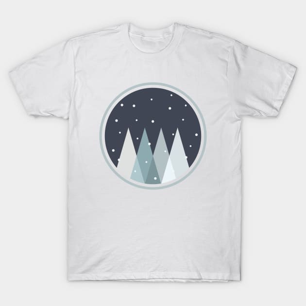 Snow on Pine Forest T-Shirt by Dellan